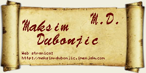 Maksim Dubonjić vizit kartica